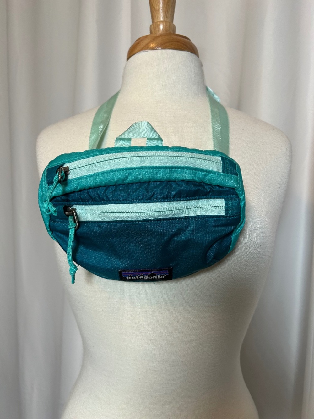 PATAGONIA TEAL AND MINT GREEN ULTRALIGHT BLACK HOLE MINI HIP PACK 1L
